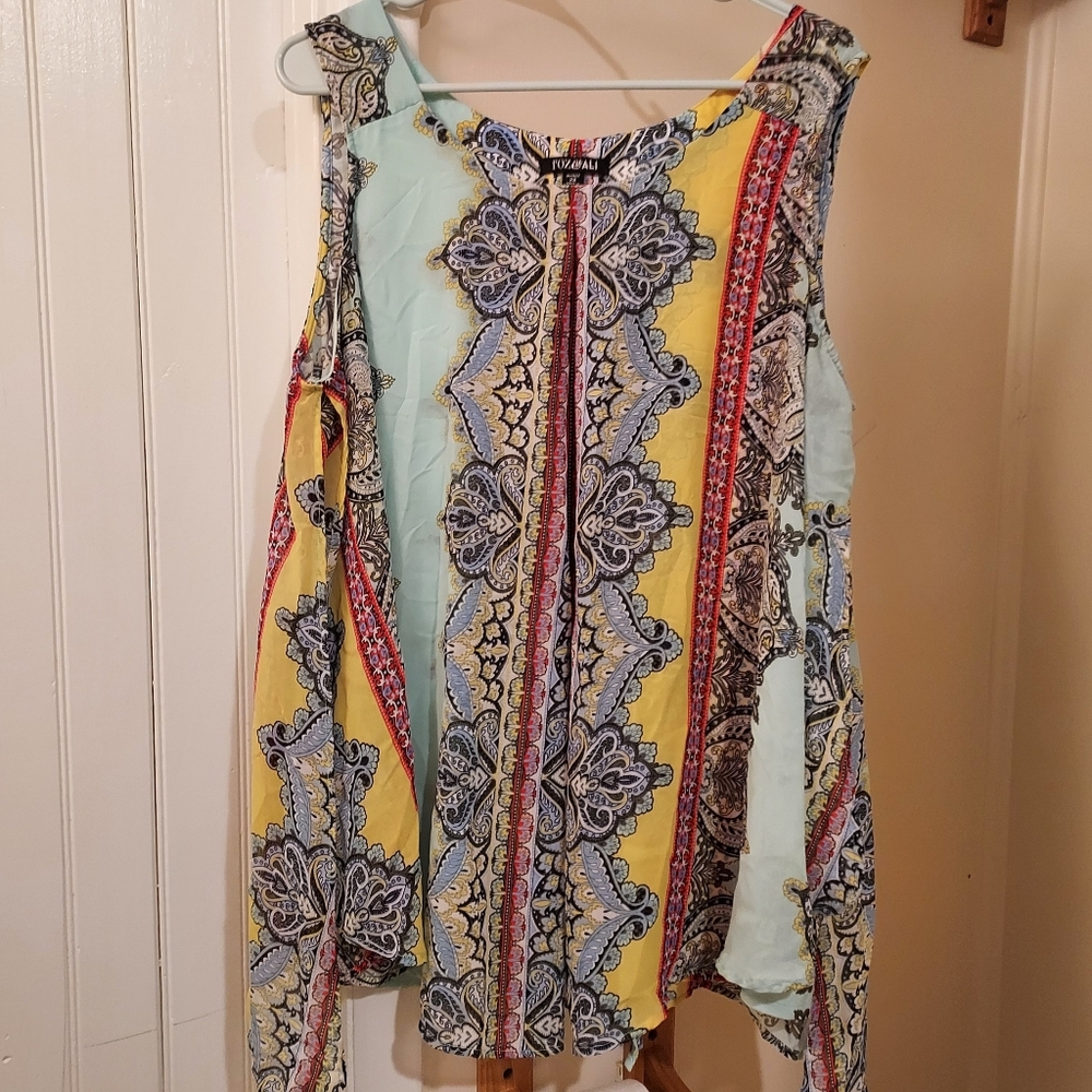 Roz & Ali Smock Sleeveless Paisley Blouse Women's 2X